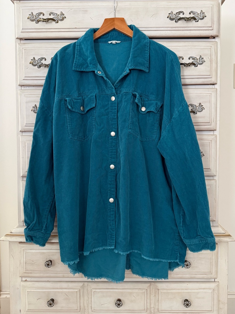Vici Teal Blue Corduroy Shacket